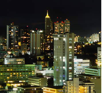 El Cangrejo District at night in Panama City, Panama